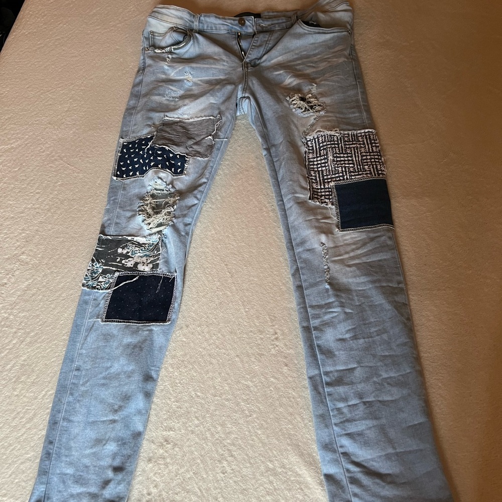 Used LXRY Patched Skinny Jeans 34 x 32